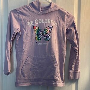 Life Is Good Kids Lavender Hoodie with Colorful Butterfly